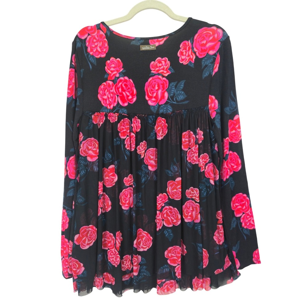 Matilda Jane Floral Tunic Women Top Medium Babydoll Flowy Romantic Roses Y2K 90s - Picture 8 of 9